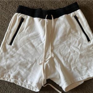 Essentials Athletic Shorts in White with Black Accents